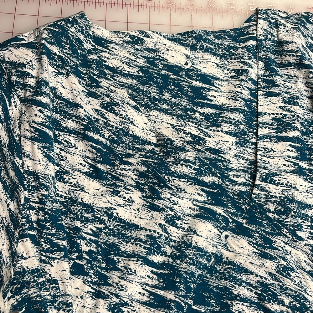 SOFT SURROUNDINGS NWT "Joanna" Resort Party Abstract Teal/Wht Faux Wrap Maxi 1X - Picture 9 of 16